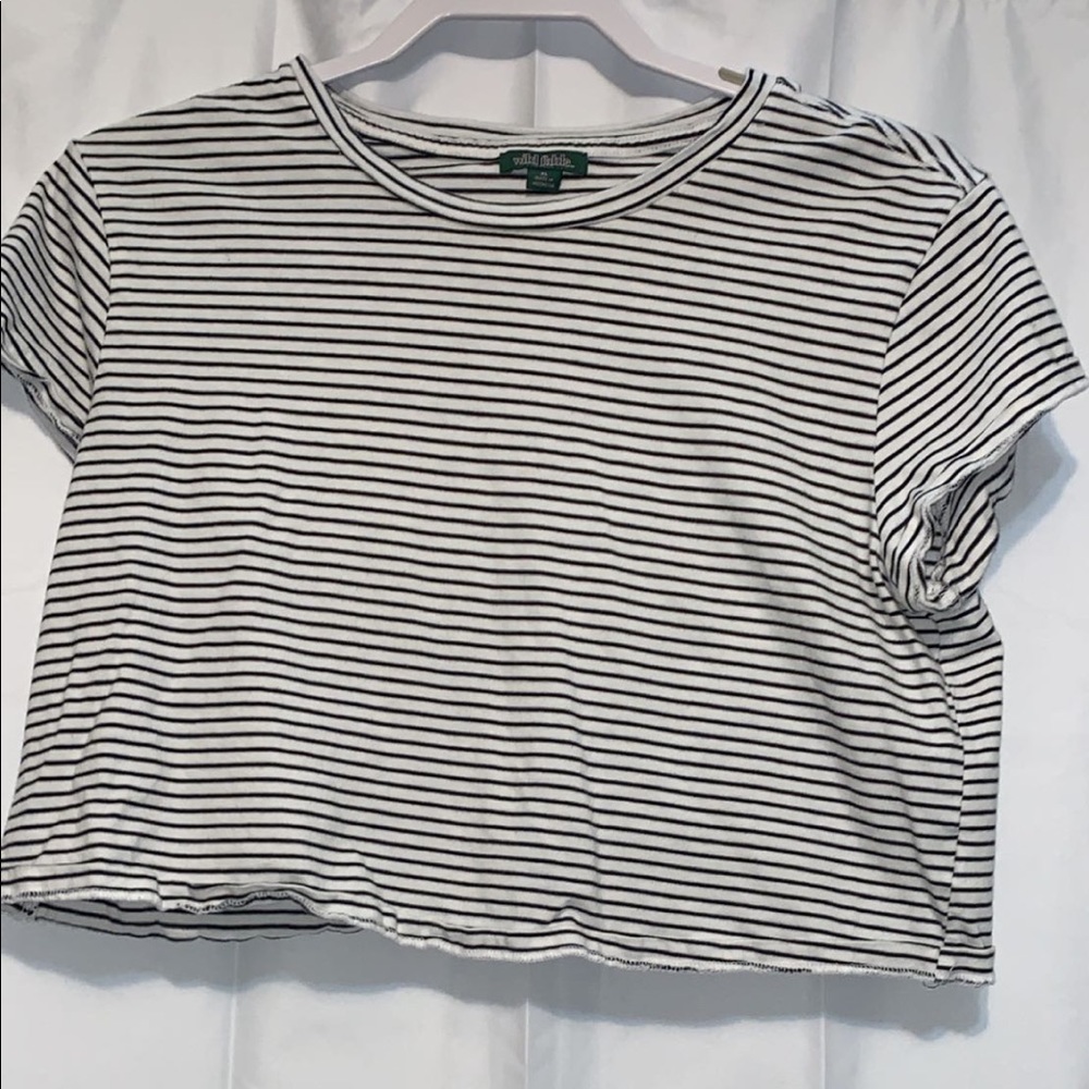 Black and white striped crop top